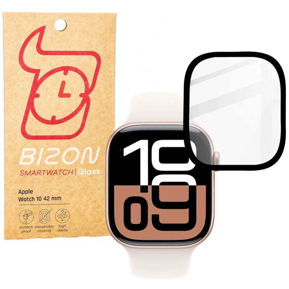 Bizon üveg óra Edge Hybrid Apple Watch 10 42 mm fekete - 1