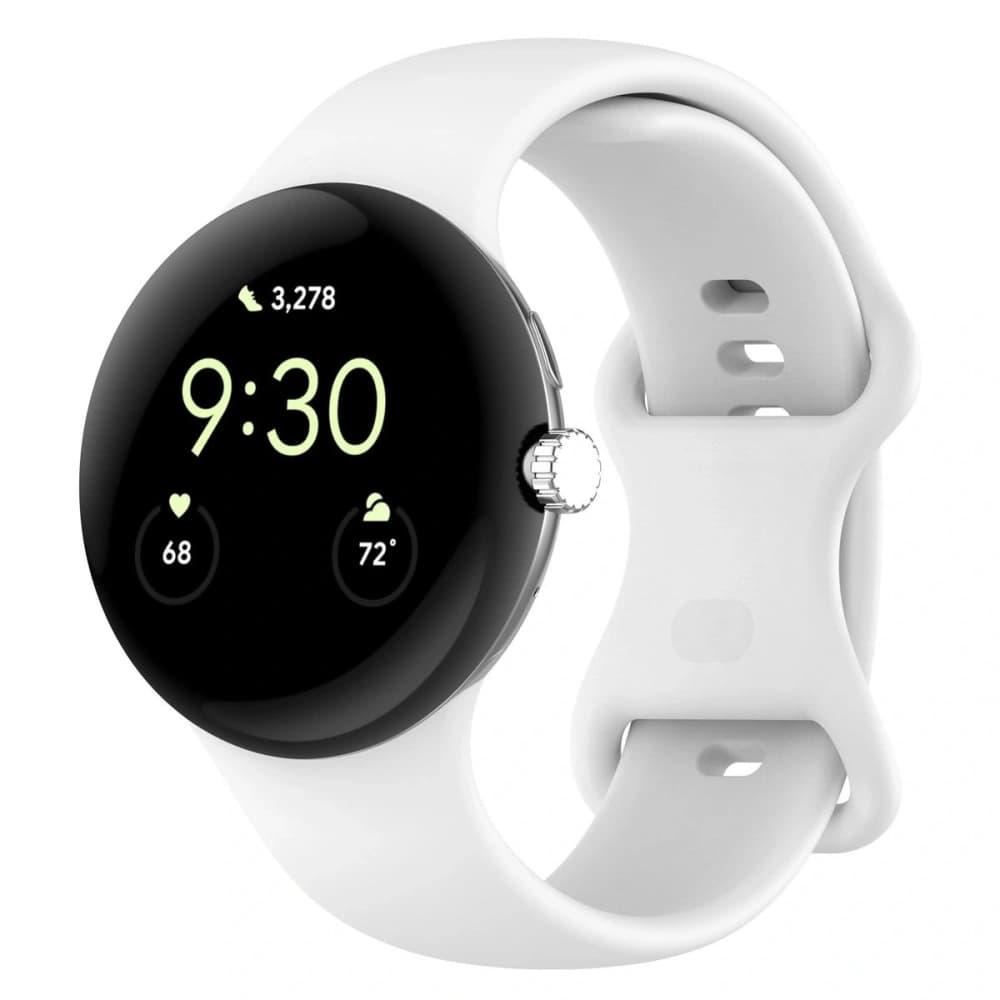 Bizon Strap Uhr Silikon Google Pixel Uhr 3 (45mm) weiß - 1