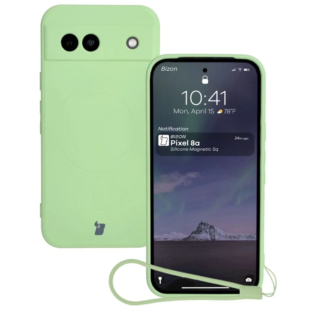 Bizon Case Silicone Magnetic Sq Google Pixel 8a világos zöld - 1