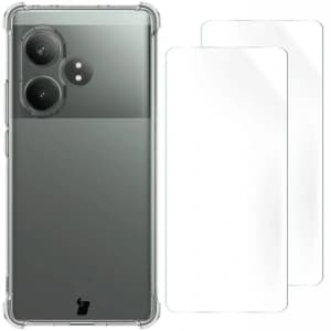 Bizon Case Clear Pack flexibles Gehäuse + 2x Bildschirmfolie Realme GT 6/GT 6T klar