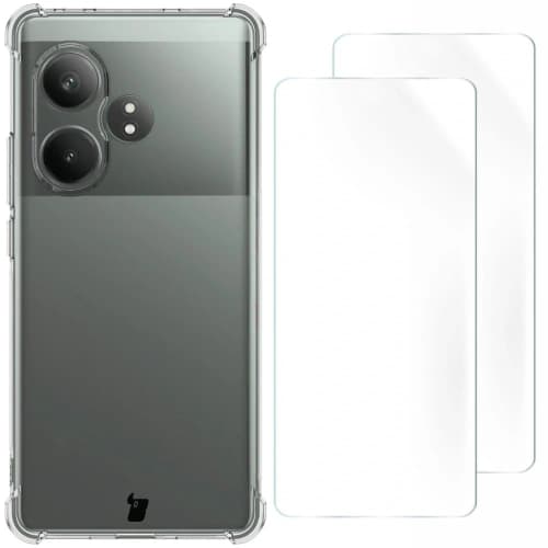 Bizon Case Clear Pack flexibles Gehäuse + 2x Bildschirmfolie Realme GT 6/GT 6T klar