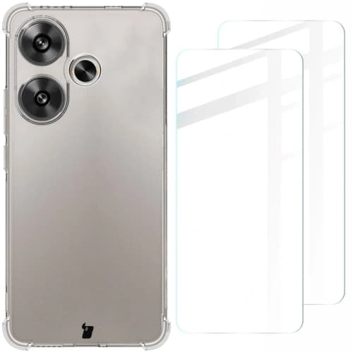 Bizon Case Clear Pack tok + 2x kijelző üveg Xiaomi Poco F6 átlátszó