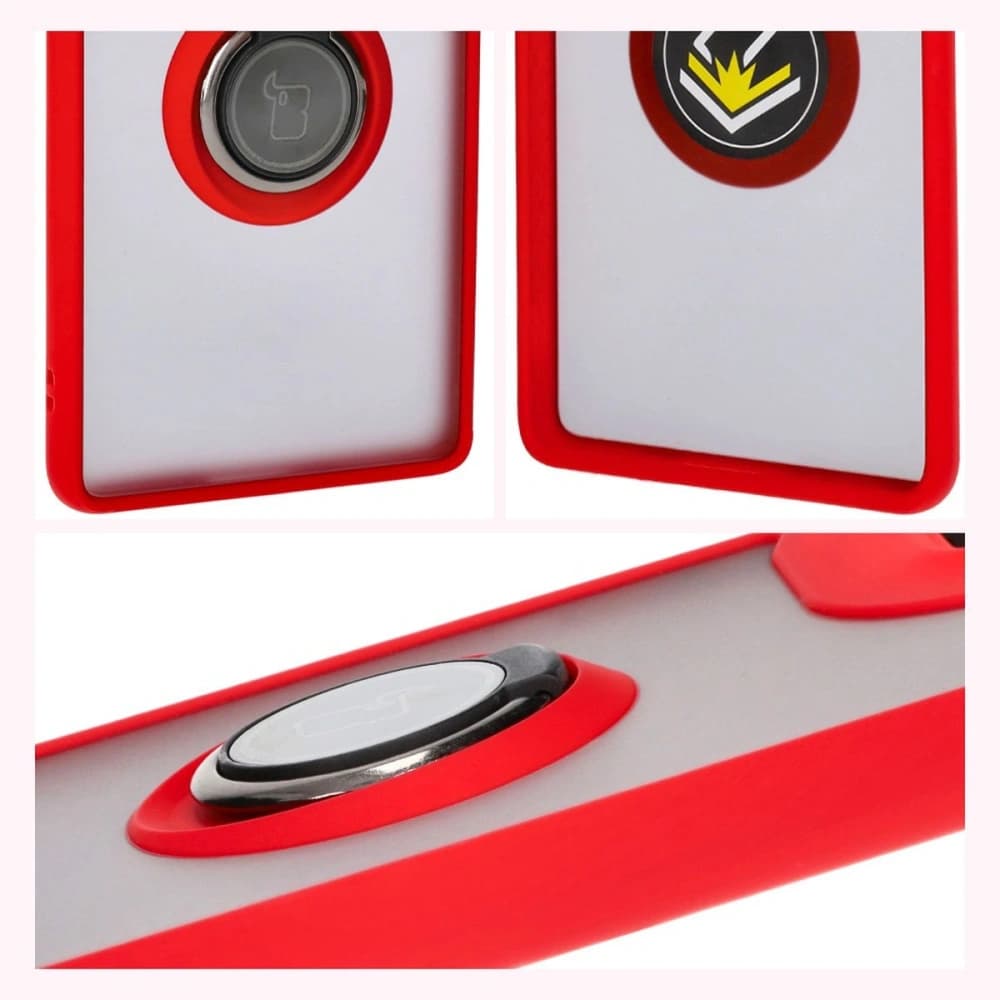 Bizon Case Hybrid Ring Motorola Edge 50 Fusion smoky with a red frame - 4