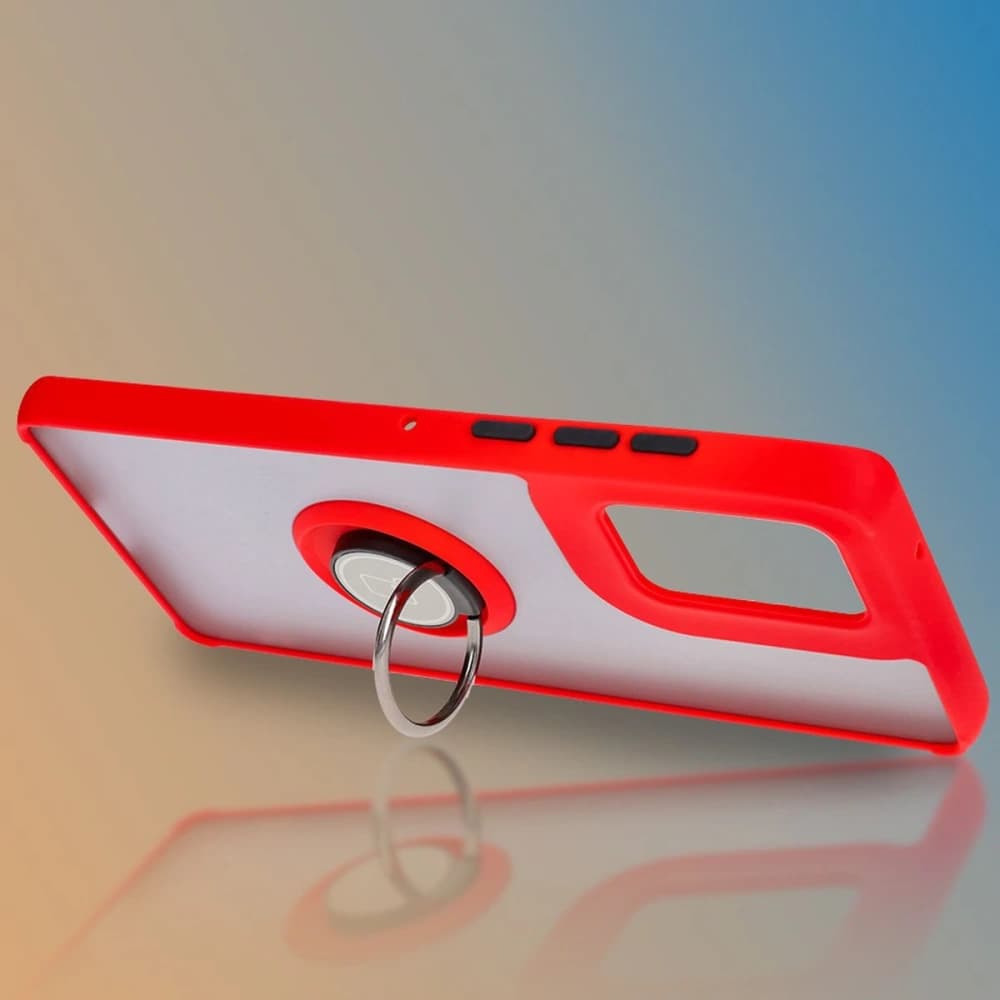 Bizon Case Hybrid Ring Motorola Edge 50 Fusion smoky with a red frame - 6