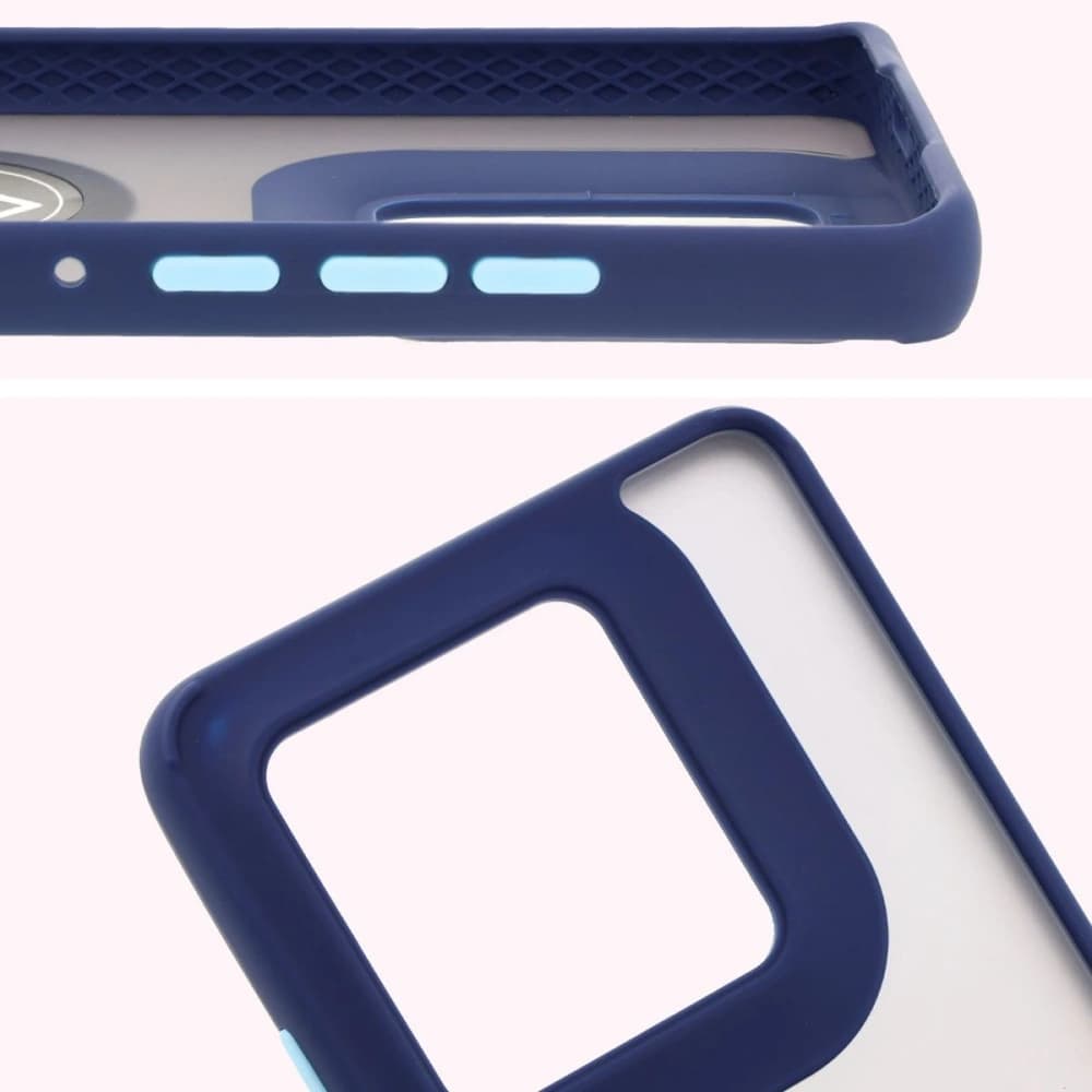 Bizon Case Hybrid Ring Motorola Edge 50 Ultra smoky with a navy blue frame - 3