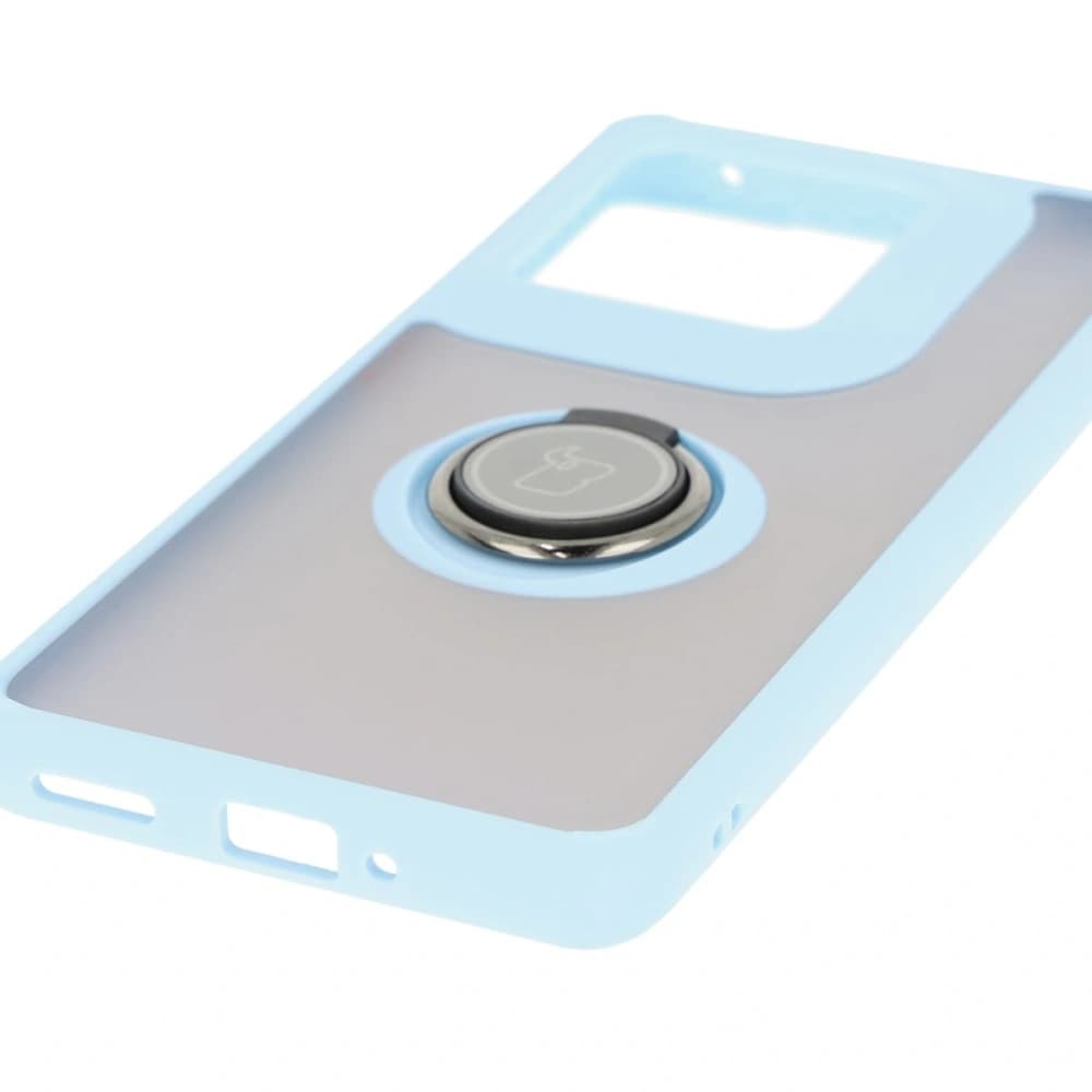 Bizon Case Hybrid Ring Motorola Edge 50 Ultra smoky with a light blue frame - 5