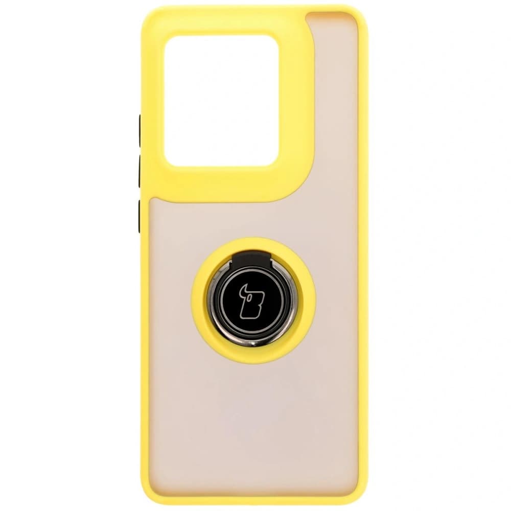 Bizon Case Hybrid Ring Motorola Edge 50 Ultra smoky with a yellow frame - 2