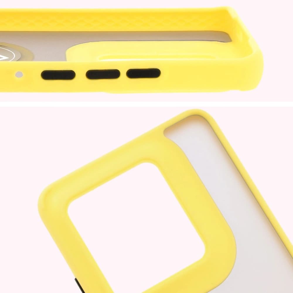 Bizon Case Hybrid Ring Motorola Edge 50 Ultra smoky with a yellow frame - 3