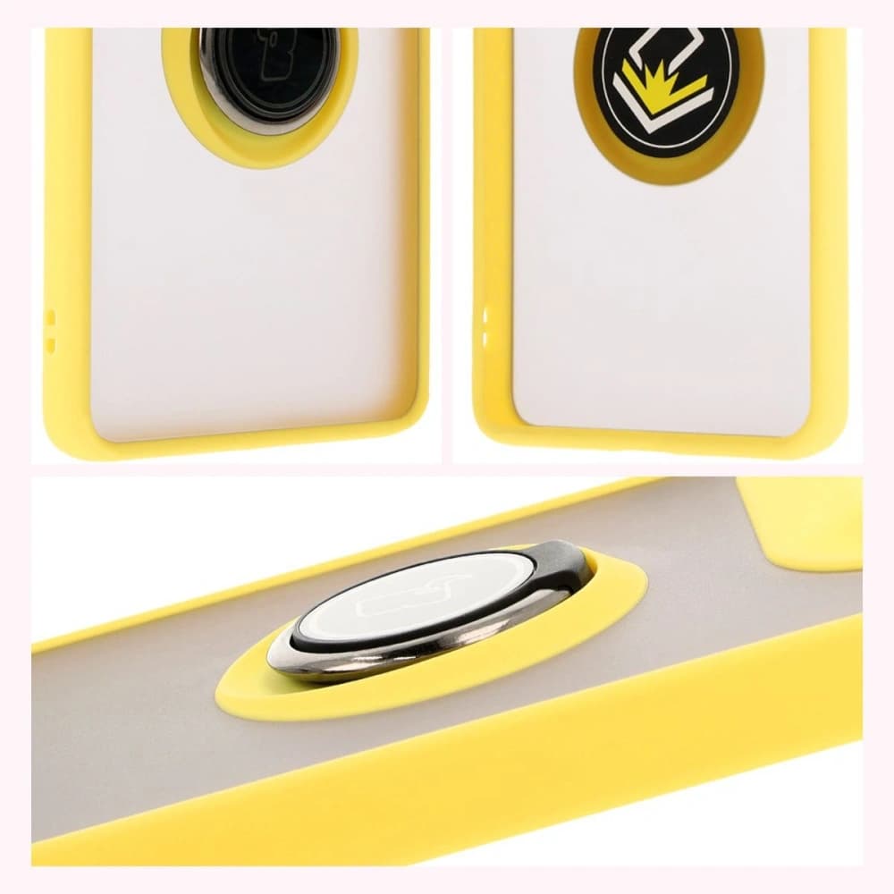 Bizon Case Hybrid Ring Motorola Edge 50 Ultra smoky with a yellow frame - 4