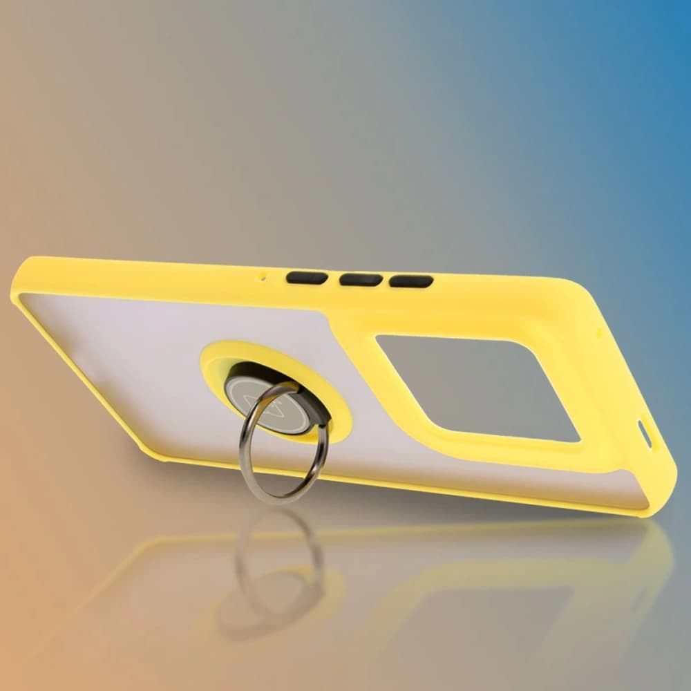 Bizon Case Hybrid Ring Motorola Edge 50 Ultra smoky with a yellow frame - 6