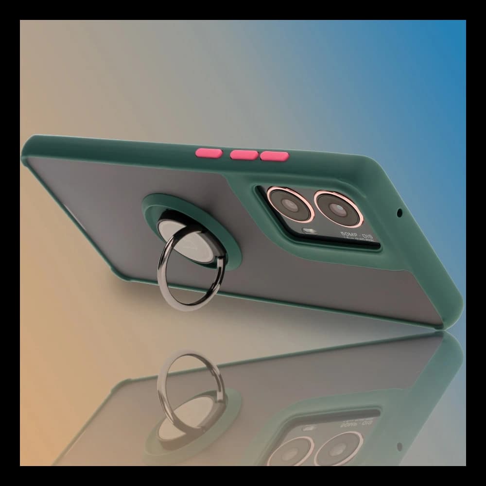 Bizon Case Hybrid Ring Motorola Moto G85 5G smoky with a dark green frame - 6