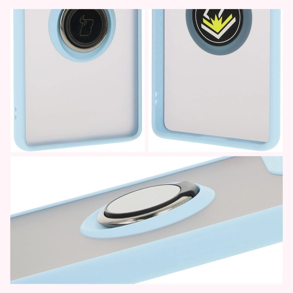 Bizon Case Hybrid Ring Motorola Moto G85 5G rauchig mit einem hellblauen Rahmen - 4