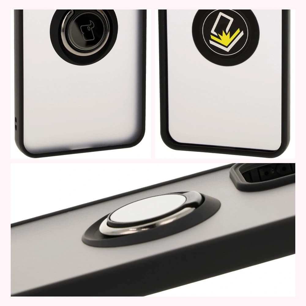 Bizon Case Hybrid Ring Oppo Reno 12 Pro rauchig mit einem schwarzen Rahmen - 4