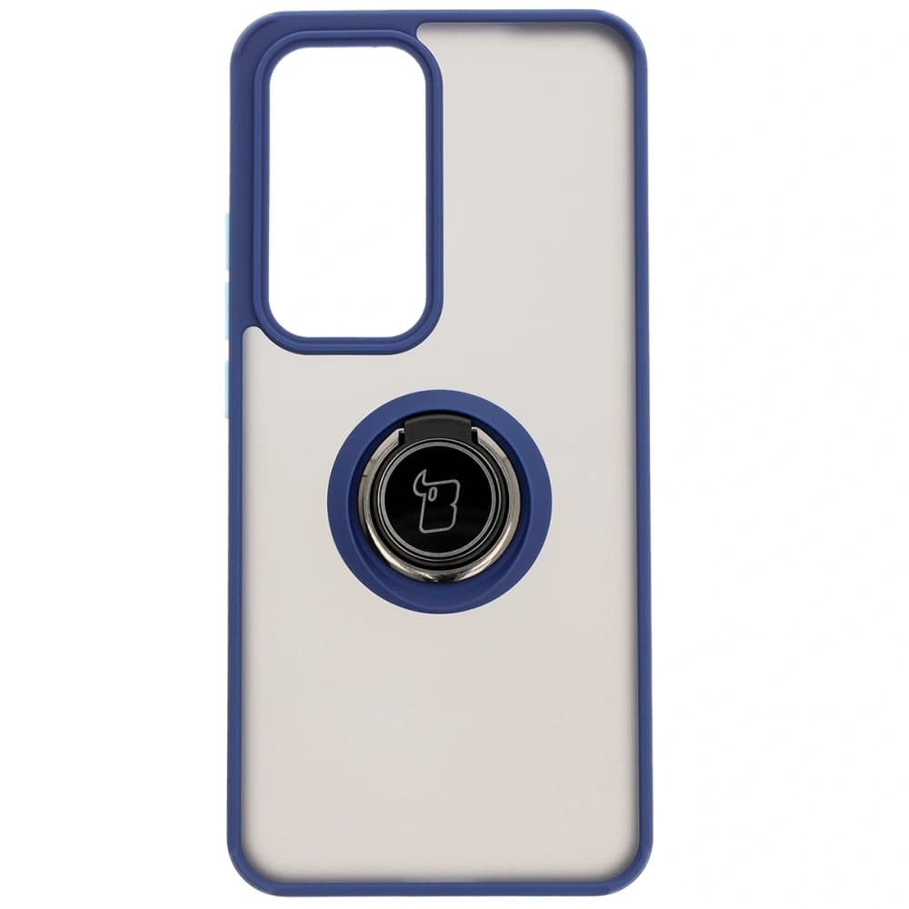 Bizon Case Hybrid Ring Oppo Reno 12 Pro smoky with a navy blue frame - 2