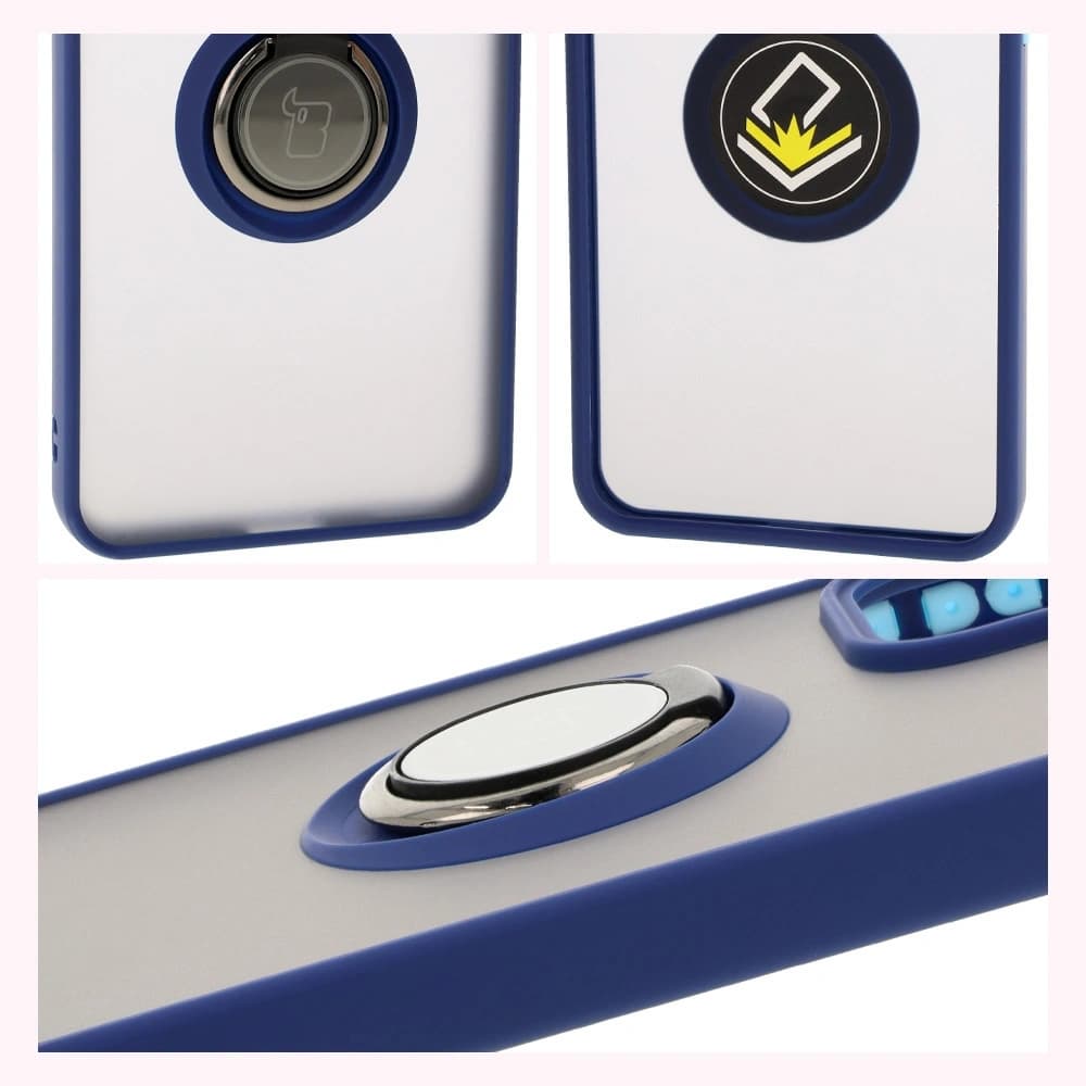 Bizon Case Hybrid Ring Oppo Reno 12 Pro smoky with a navy blue frame - 4