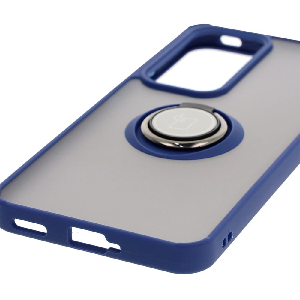 Bizon Case Hybrid Ring Oppo Reno 12 Pro smoky with a navy blue frame - 5