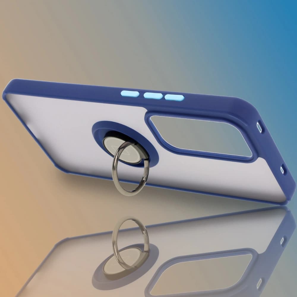 Bizon Case Hybrid Ring Oppo Reno 12 Pro smoky with a navy blue frame - 6