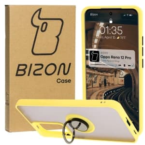 Bizon Case Hybrid Ring Oppo Reno 12 Pro smoky with a yellow frame