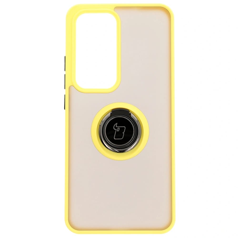 Bizon Case Hybrid Ring Oppo Reno 12 Pro smoky with a yellow frame - 2