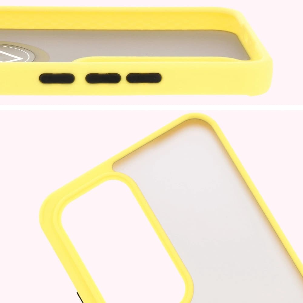 Bizon Case Hybrid Ring Oppo Reno 12 Pro smoky with a yellow frame - 3