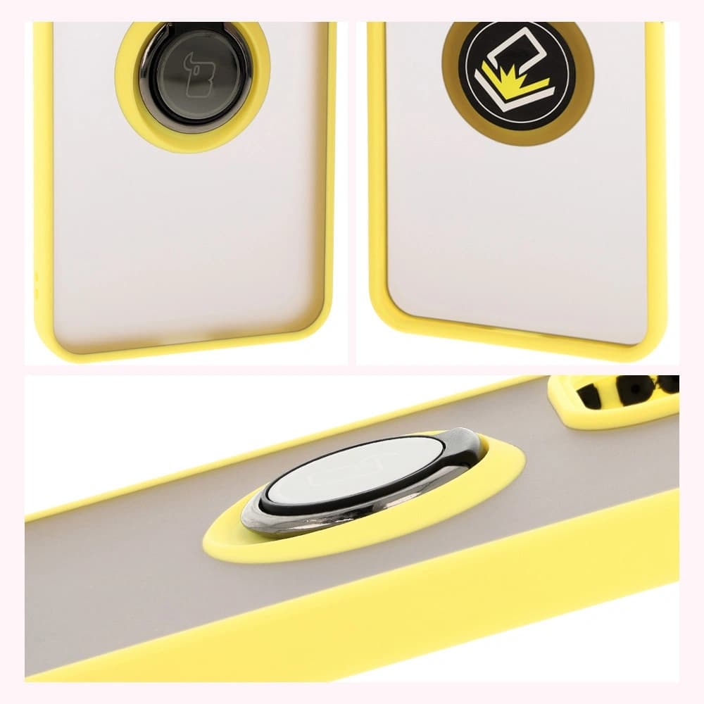 Bizon Case Hybrid Ring Oppo Reno 12 Pro smoky with a yellow frame - 4