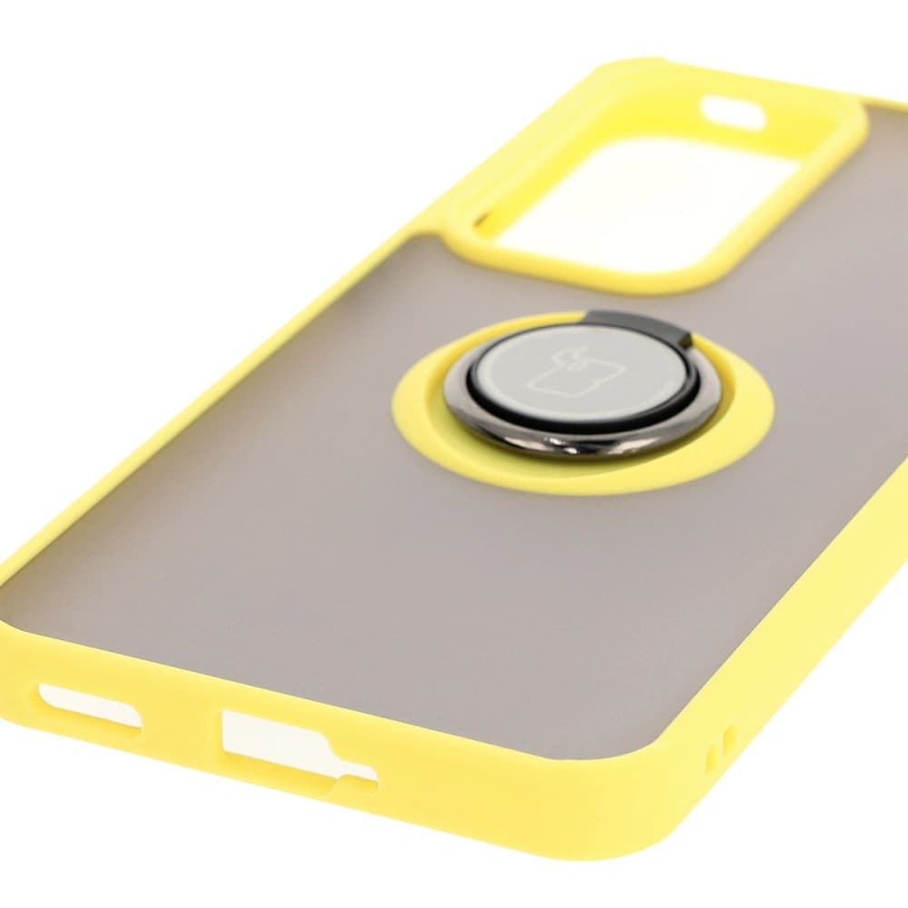 Bizon Case Hybrid Ring Oppo Reno 12 Pro smoky with a yellow frame - 5