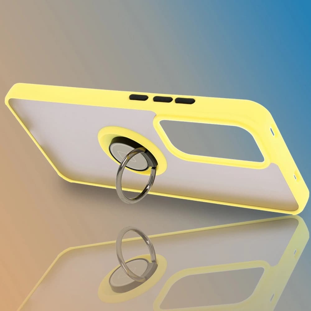 Bizon Case Hybrid Ring Oppo Reno 12 Pro smoky with a yellow frame - 6