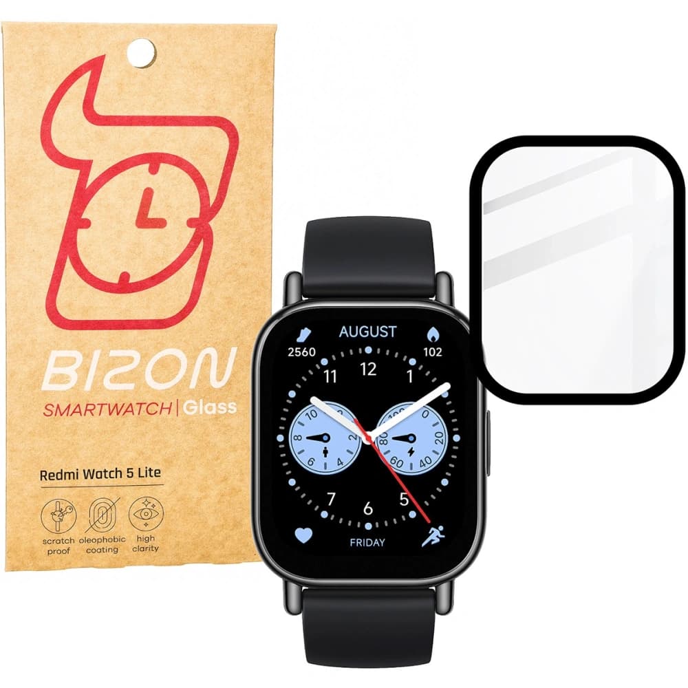 Szkło hybrydowe Bizon Glass Watch Edge Hybrid do Xiaomi Redmi Watch 5 Lite czarne - 1