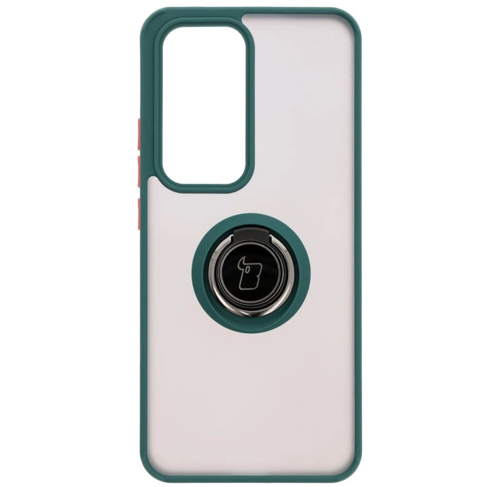 Bizon Case Hybrid Ring Oppo Reno 12 rauchig mit einem dunkelgrünen Rahmen - 2