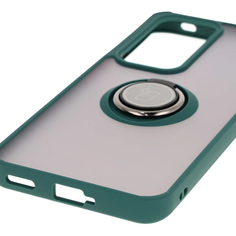 Bizon Case Hybrid Ring Oppo Reno 12 rauchig mit einem dunkelgrünen Rahmen - 5