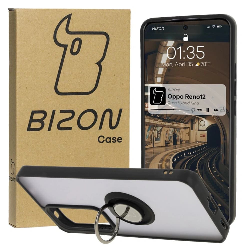 Bizon Case Hybrid Ring Oppo Reno 12 smoky with a black frame - 1