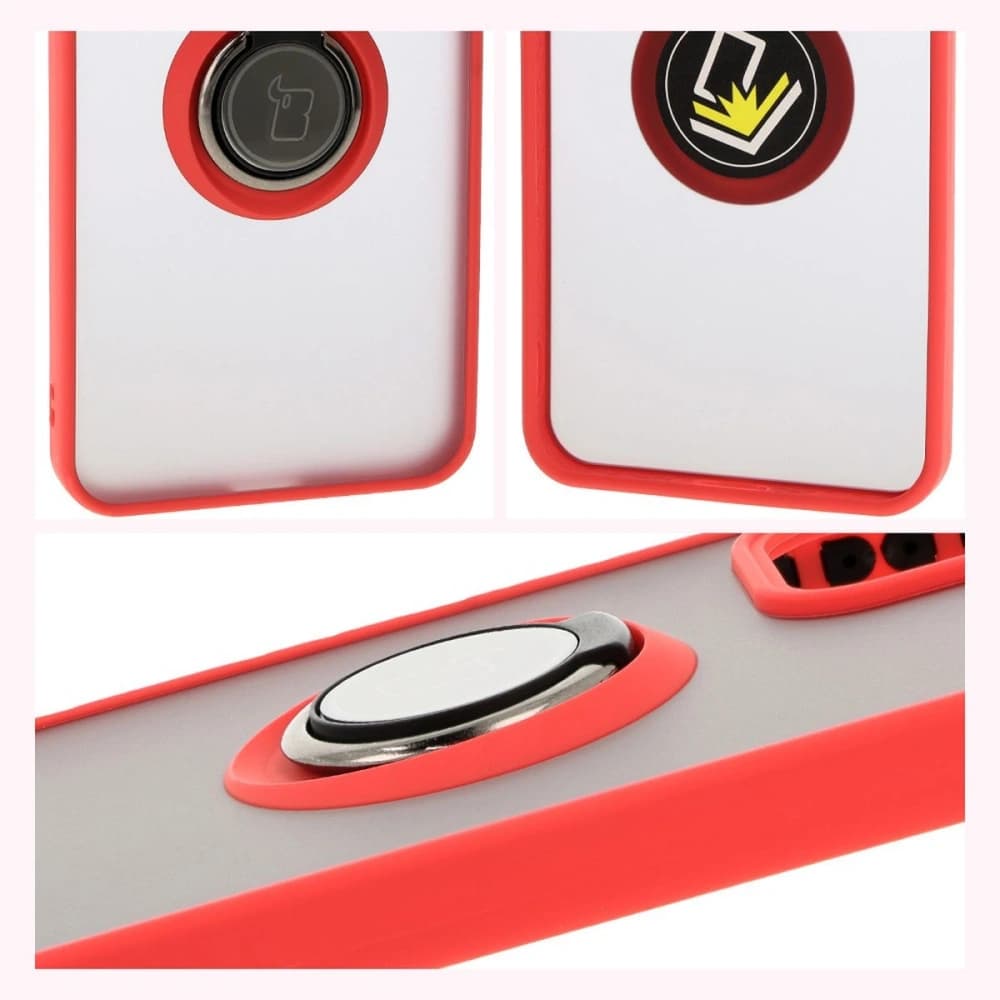 Bizon Case Hybrid Ring Oppo Reno 12 rauchig mit einem roten Rahmen - 4