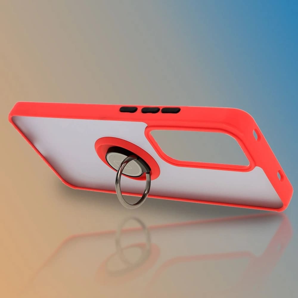 Bizon Case Hybrid Ring Oppo Reno 12 rauchig mit einem roten Rahmen - 6