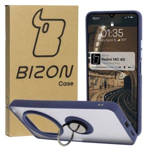 Bizon Case Hybrid Ring Xiaomi Redmi 14C 4G / POCO C75 smoky with a navy blue frame