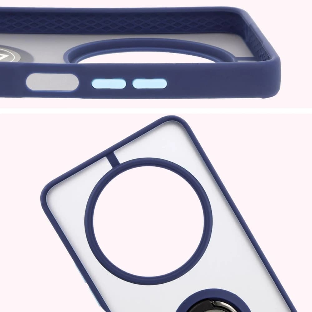 Bizon Case Hybrid Ring Xiaomi Redmi 14C 4G / POCO C75 smoky with a navy blue frame - 3