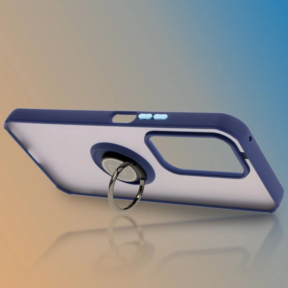 Bizon Case Hybrid Ring Honor 200 Lite rauchig mit einem marineblauen Rahmen - 6