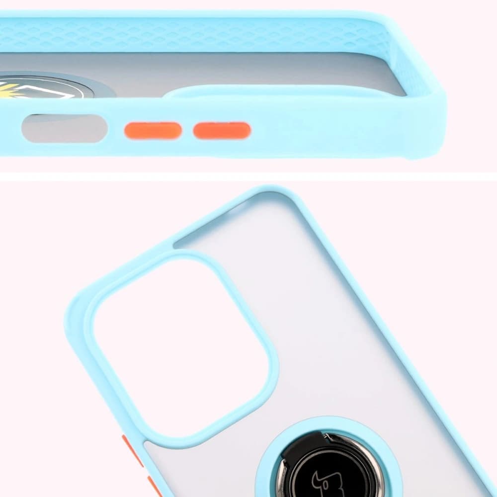 Bizon Case Hybrid Ring Xiaomi Redmi 13 4G smoky with a light blue frame - 3