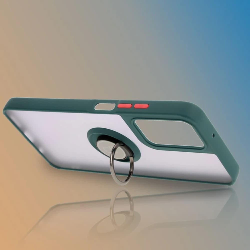 Bizon Case Hybrid Ring Motorola Moto G35 5G rauchig mit einem dunkelgrünen Rahmen - 6