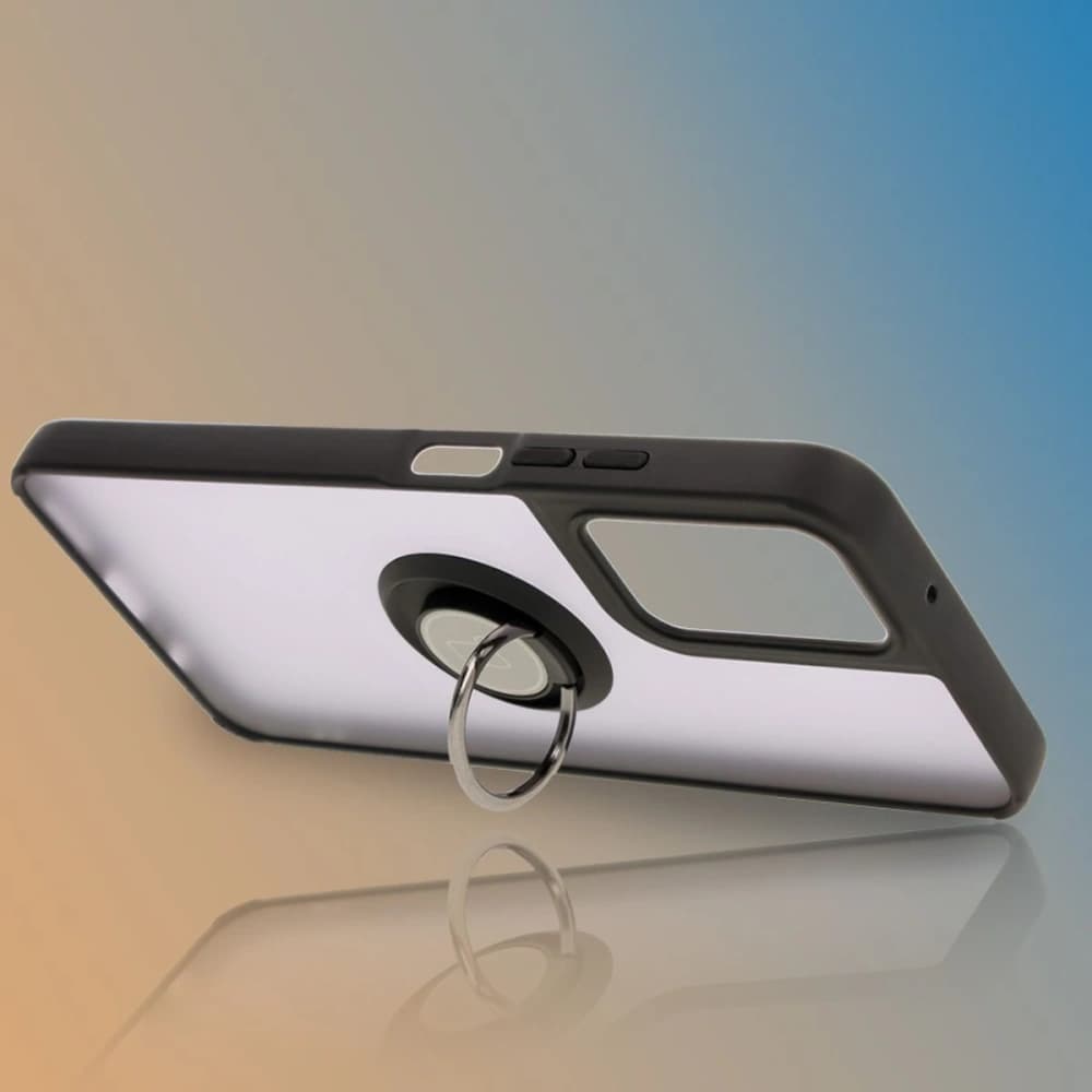 Bizon Case Hybrid Ring Motorola Moto G35 5G rauchig mit einem schwarzen Rahmen - 6