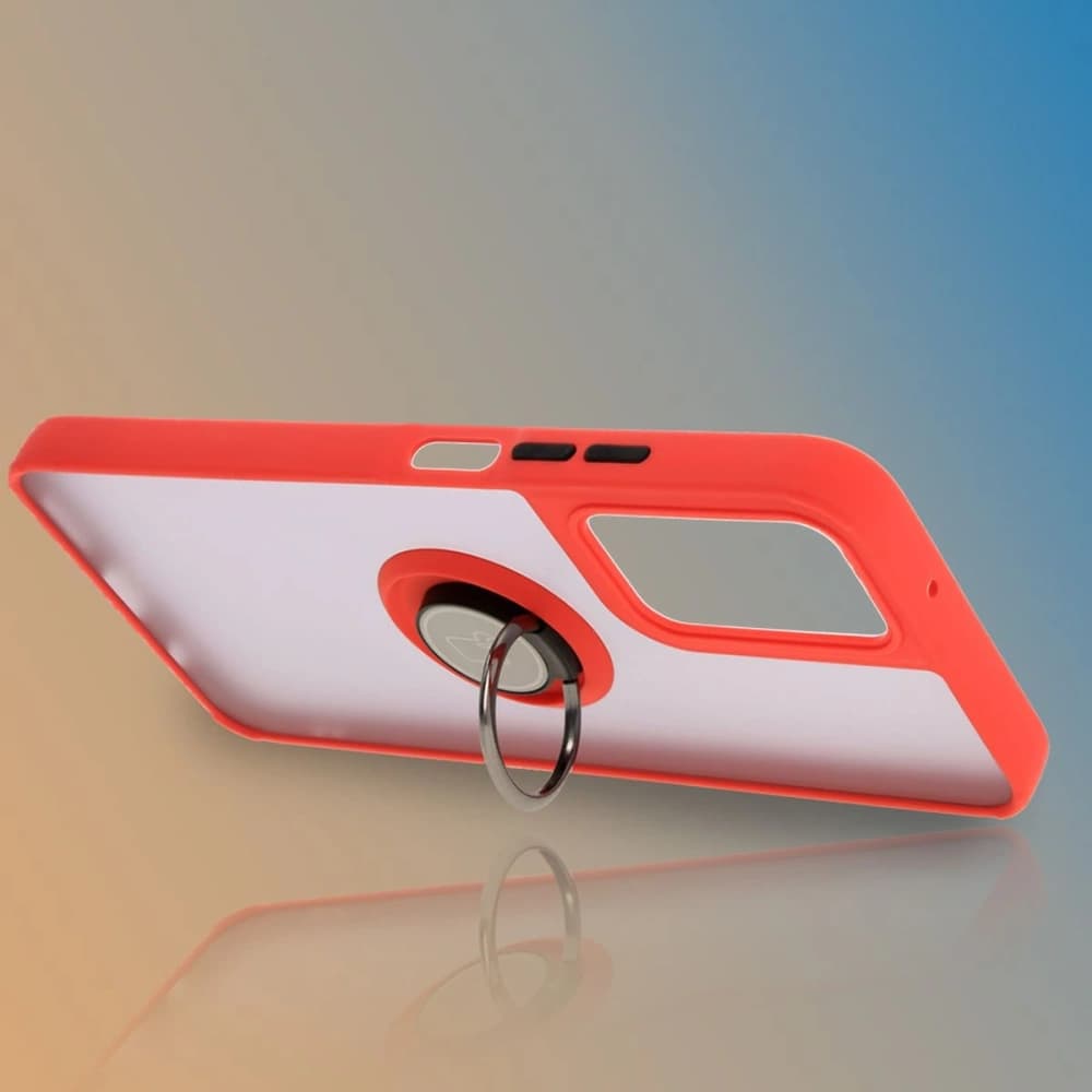 Bizon Case Hybrid Ring Motorola Moto G35 5G rauchig mit einem roten Rahmen - 6