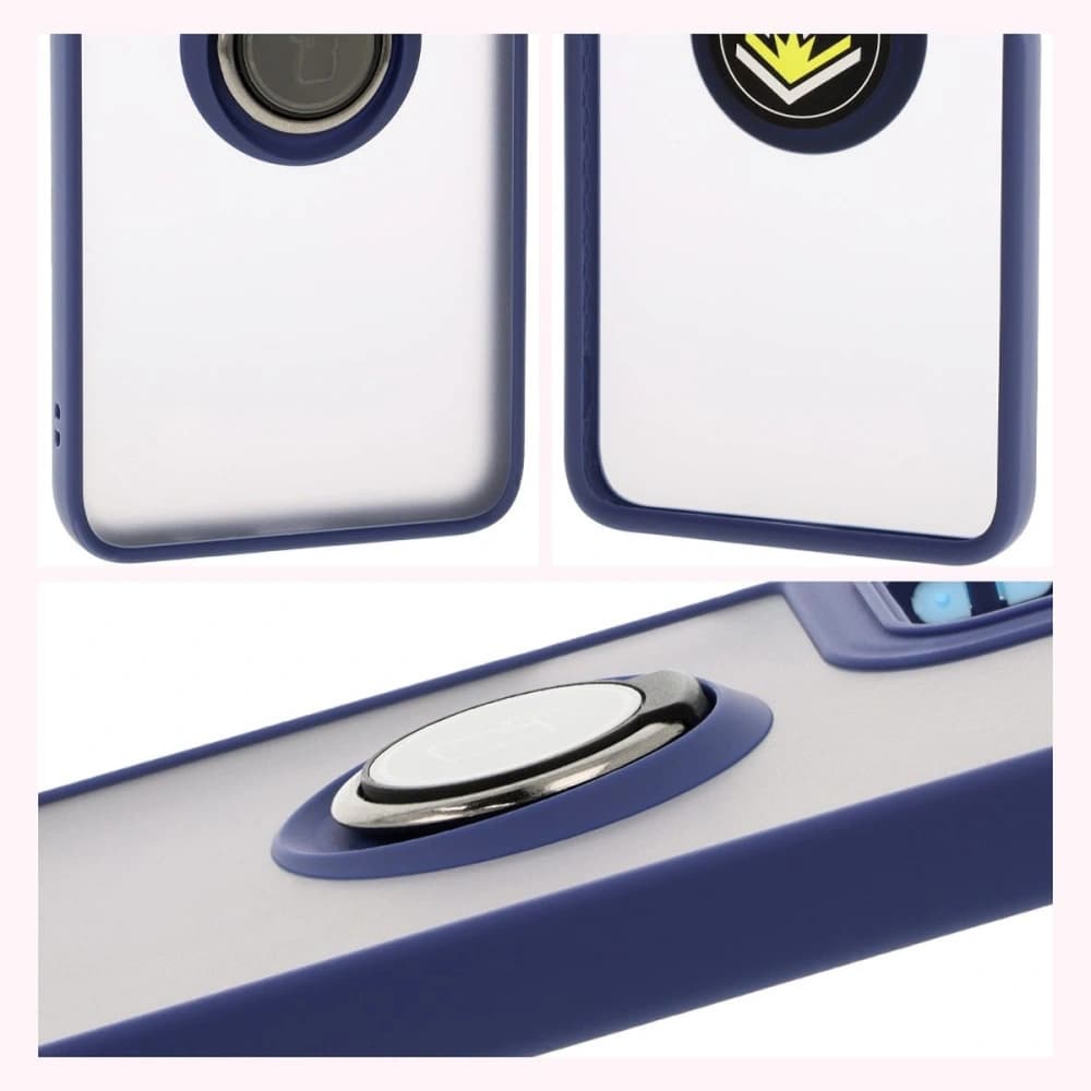 Bizon Case Hybrid Ring Motorola Moto G35 5G rauchig mit einem navyblauen Rahmen - 4