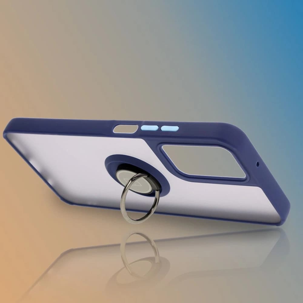 Bizon Case Hybrid Ring Motorola Moto G35 5G rauchig mit einem navyblauen Rahmen - 6