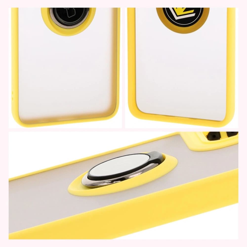 Bizon Case Hybrid Ring Motorola Moto G35 5G rauchig mit einem gelben Rahmen - 4