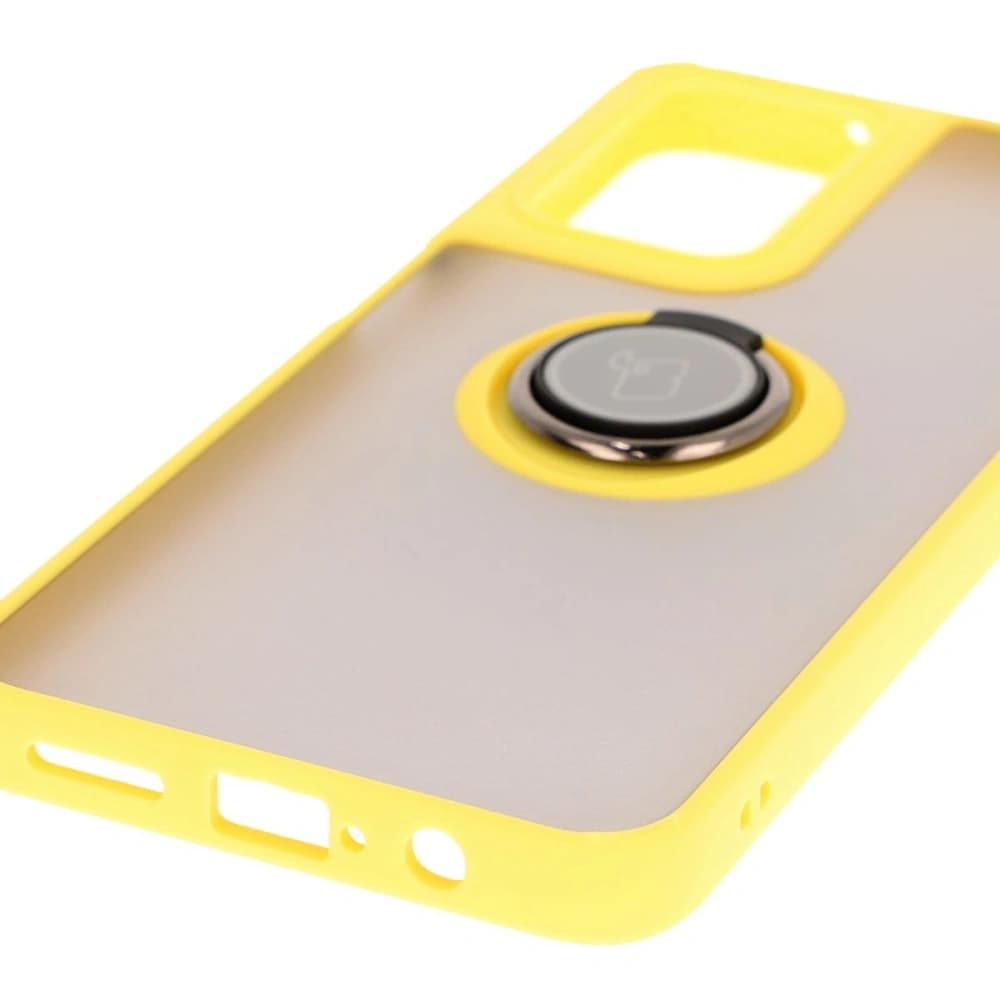 Bizon Case Hybrid Ring Motorola Moto G35 5G rauchig mit einem gelben Rahmen - 5