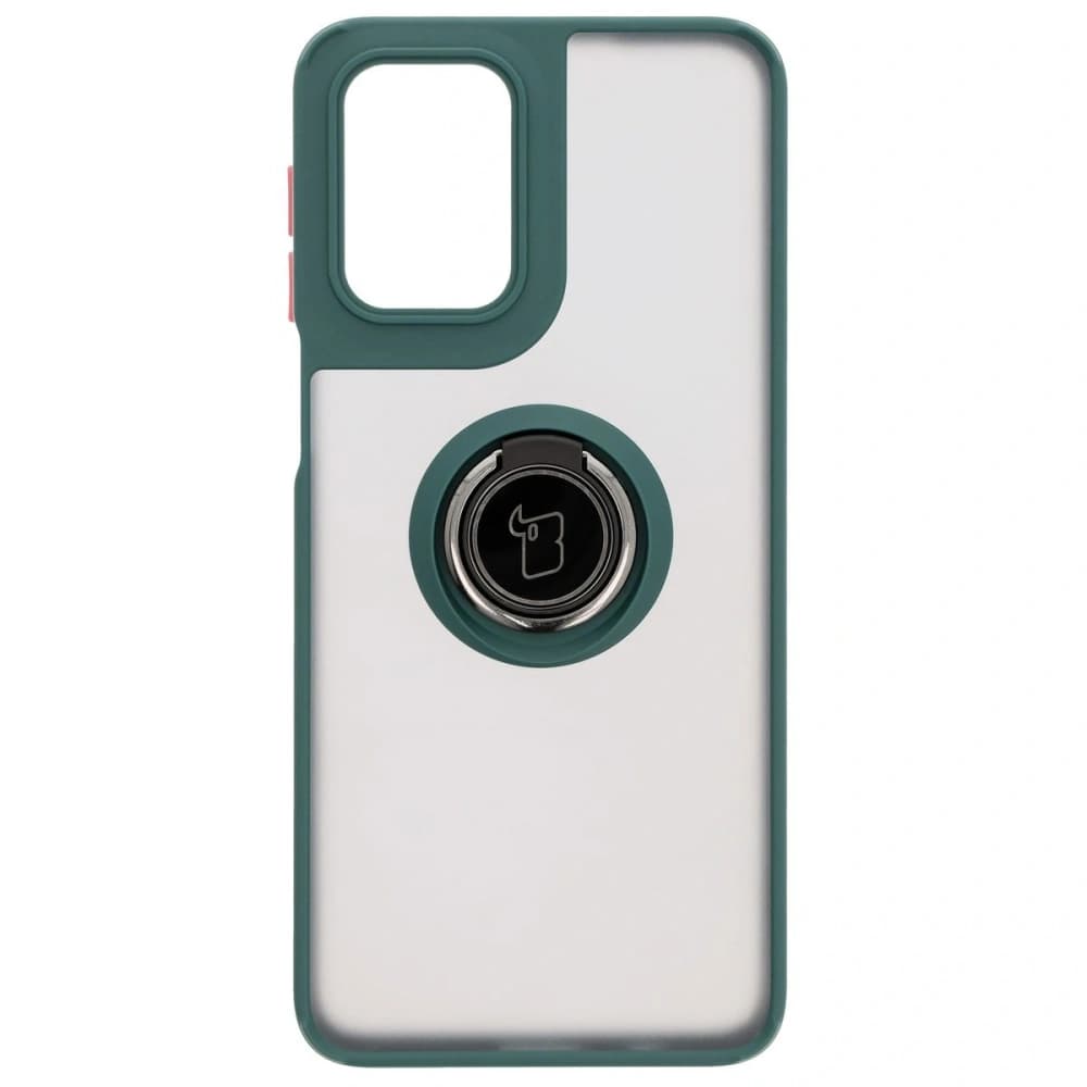 Bizon Case Hybrid Ring Motorola Moto G55 5G rauchig mit einem dunkelgrünen Rahmen - 2