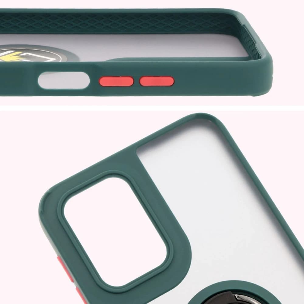 Bizon Case Hybrid Ring Motorola Moto G55 5G rauchig mit einem dunkelgrünen Rahmen - 3