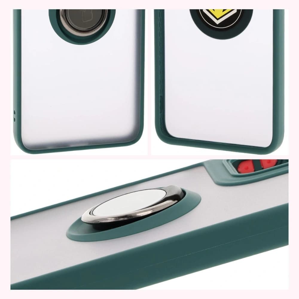 Bizon Case Hybrid Ring Motorola Moto G55 5G rauchig mit einem dunkelgrünen Rahmen - 4