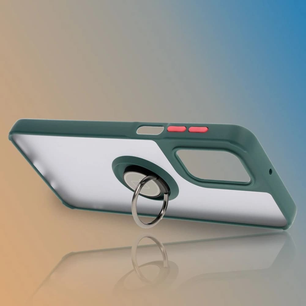 Bizon Case Hybrid Ring Motorola Moto G55 5G rauchig mit einem dunkelgrünen Rahmen - 6