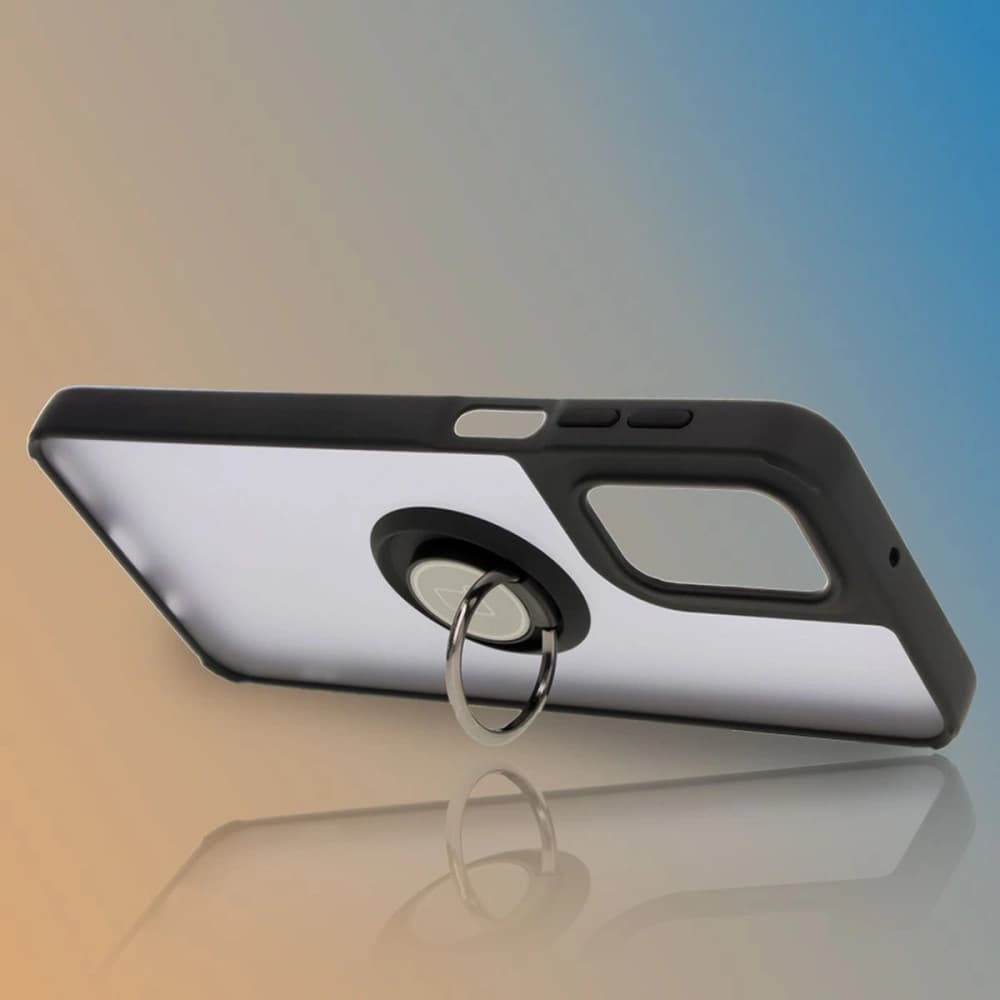 Bizon Case Hybrid Ring Motorola Moto G55 5G rauchig mit einem schwarzen Rahmen - 6