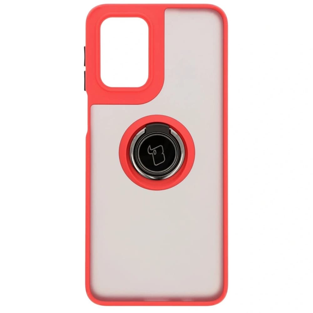 Etui s úchytem na prst Bizon Case Hybrid Ring pro Motorola Moto G55 5G kouřové s červeným rámem - 2
